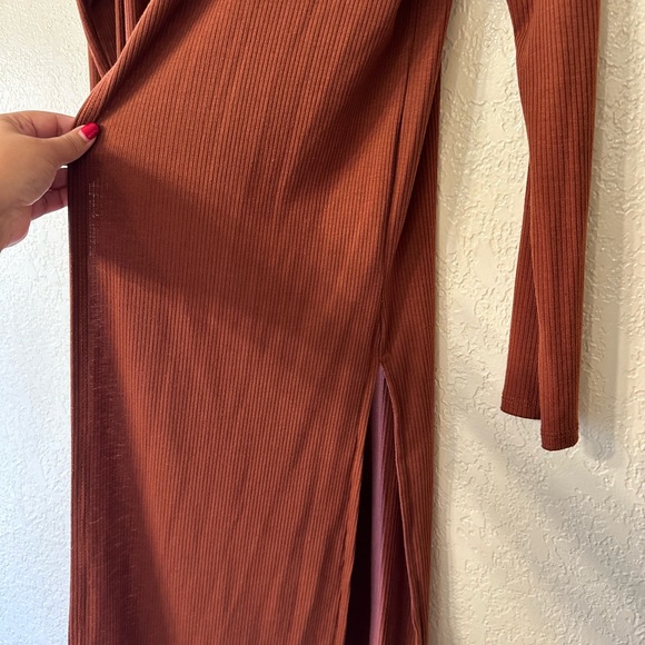 Brown Rustic Color Ribbed Cardigan - Picture 3 of 4